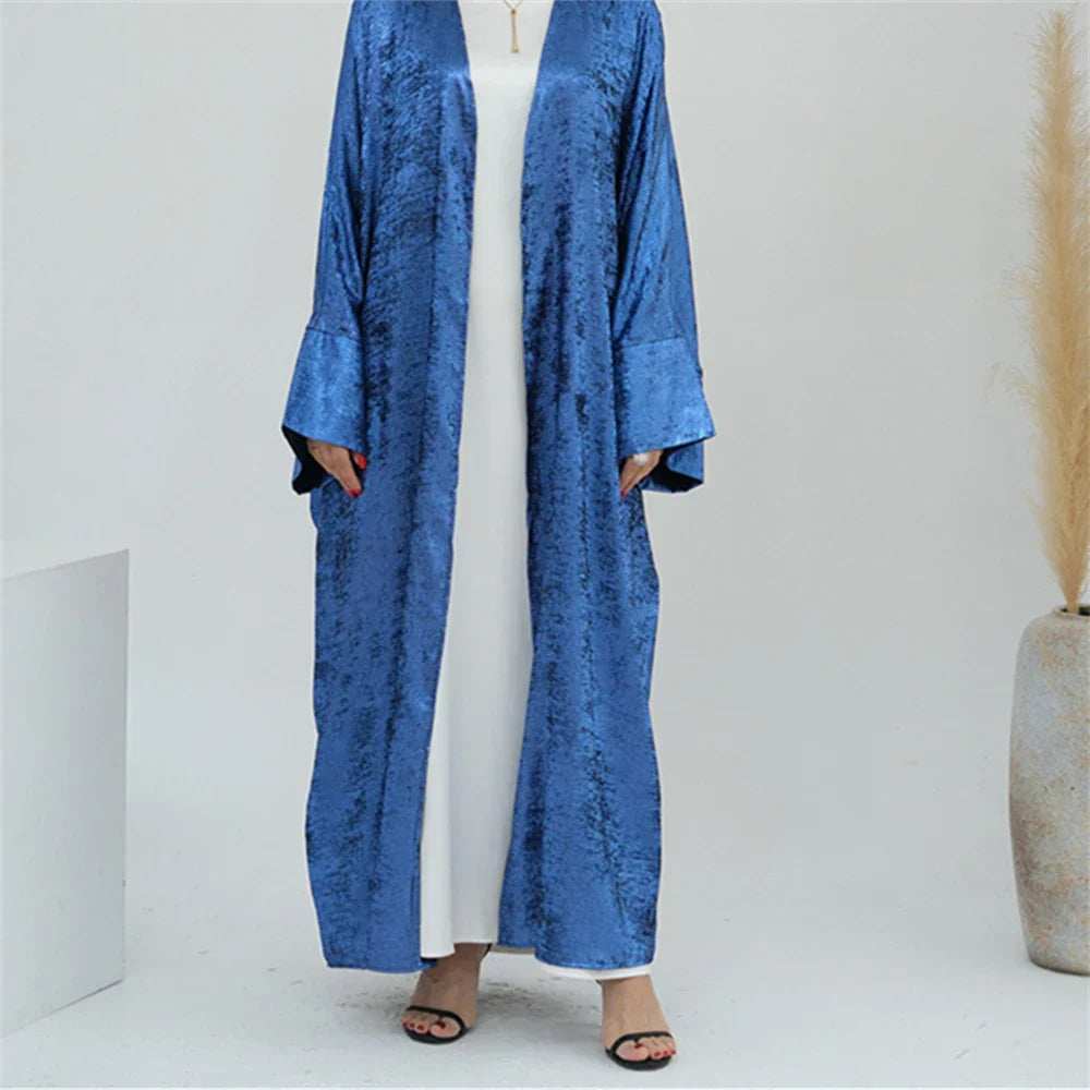 Shiny Satin Open Abaya - Abaya Vida