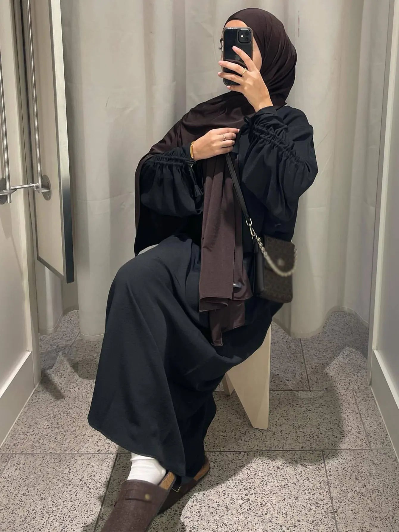 Lace-Up Sleeve Casual Robe – Closed Front Modest Dress | AbayaVida