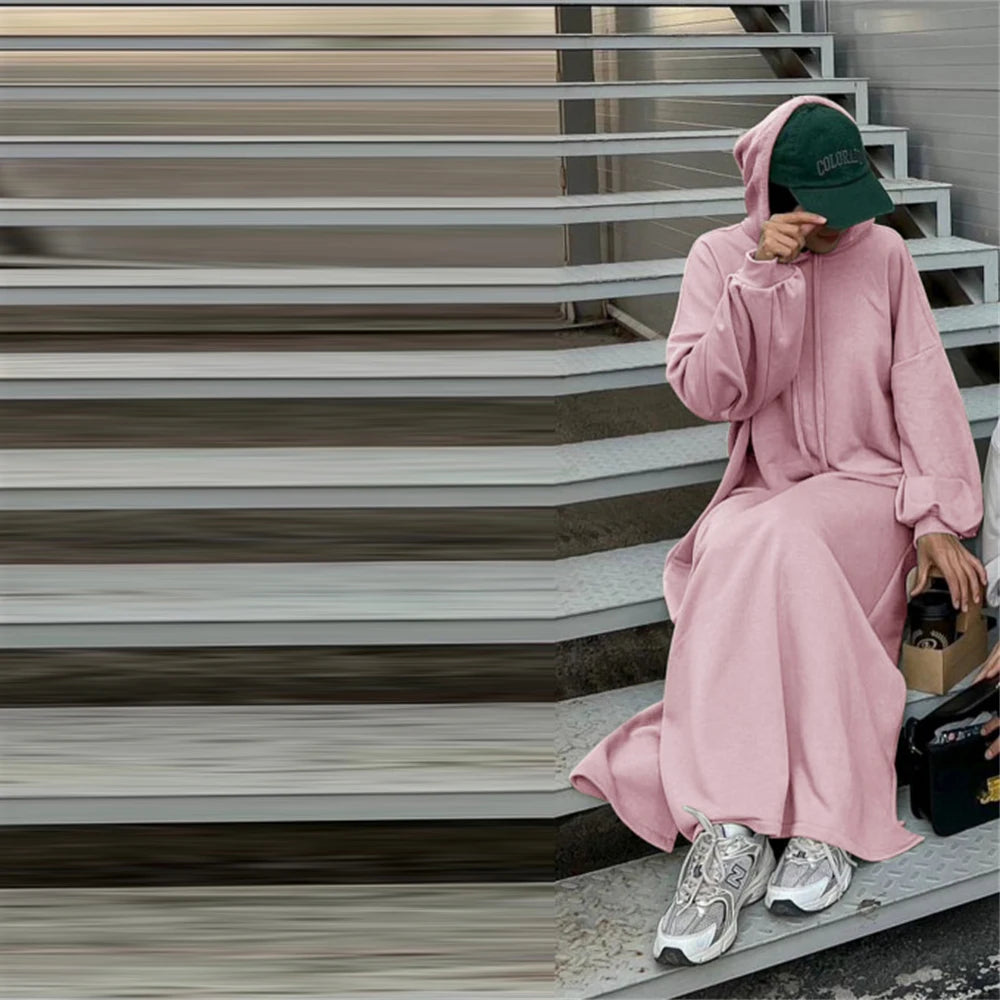 Ramadan Hoodie Abaya – Soft Jersey Pullover Prayer Robe