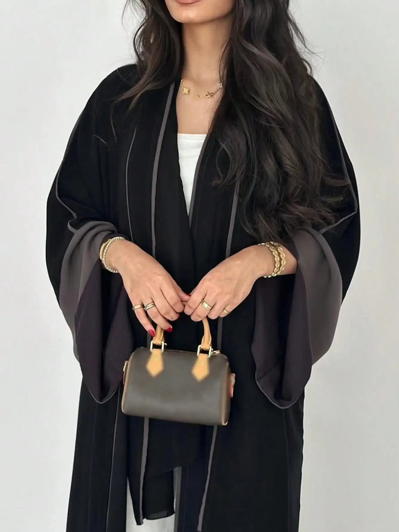 Middle Eastern Open Front Abaya – Full Sleeve Robe | AbayaVida