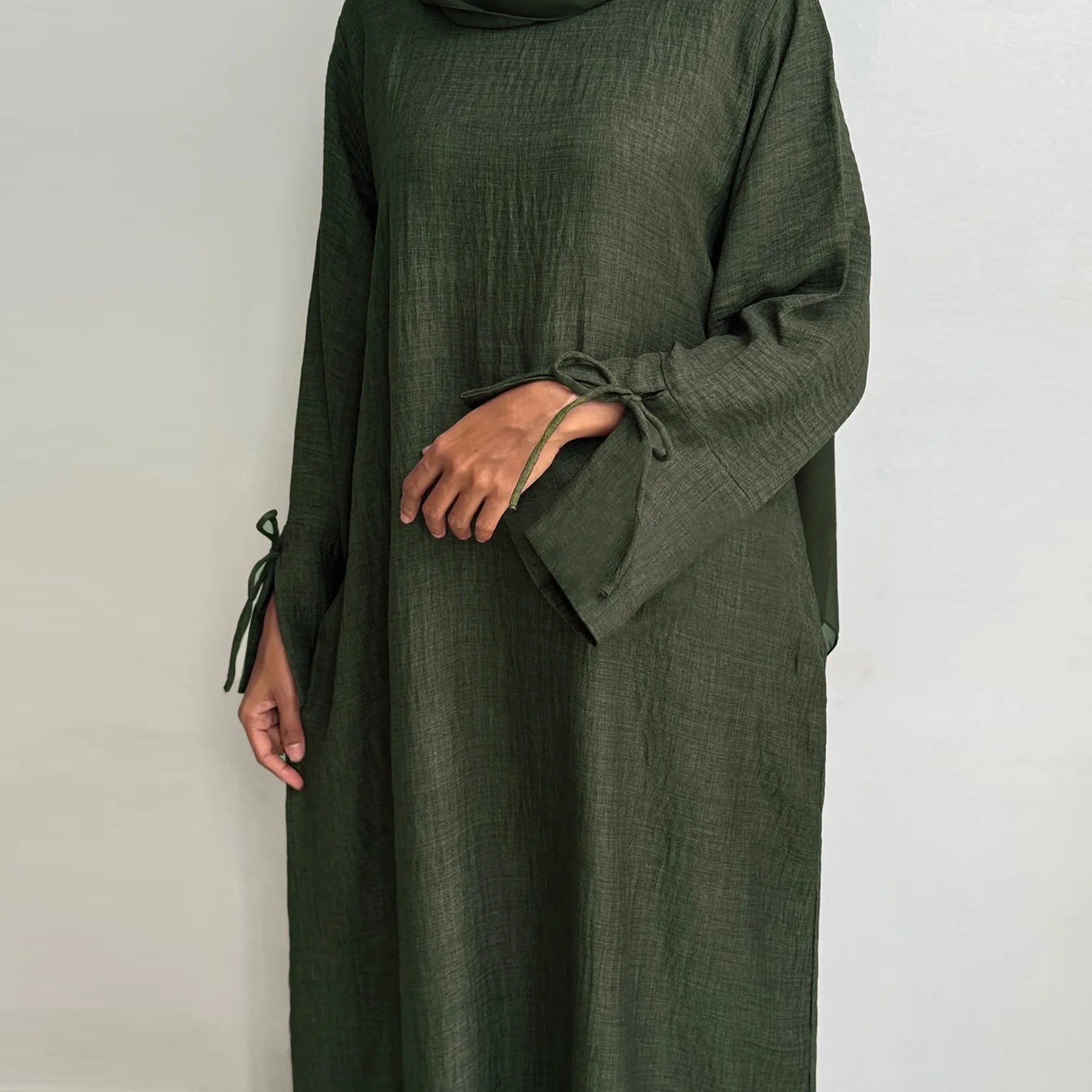 Extra-Loose Drop Shoulder Abaya – Plus-Size Friendly A-Line Robe - Dark Gray - XL | AbayaVida