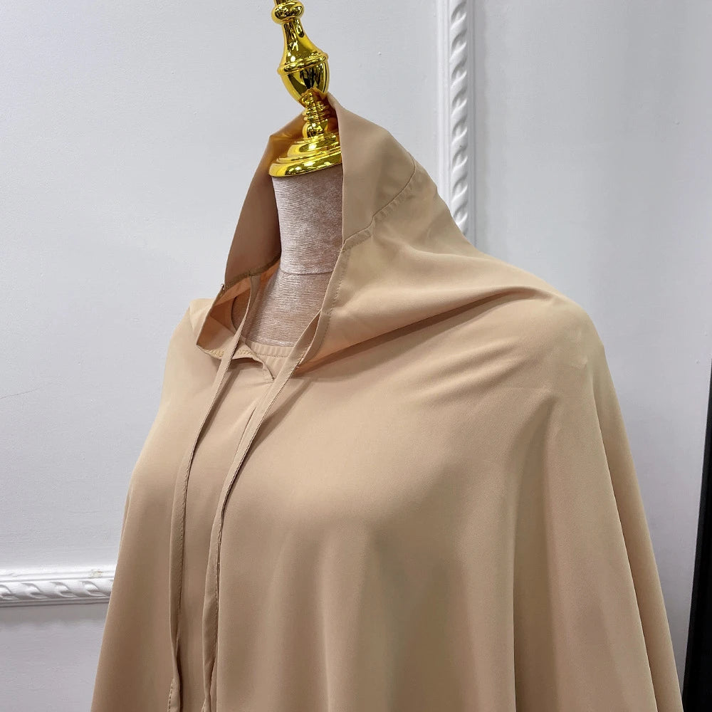 Hooded Two-Piece Prayer Dress Set – Maxi Abaya with Built-In Hood