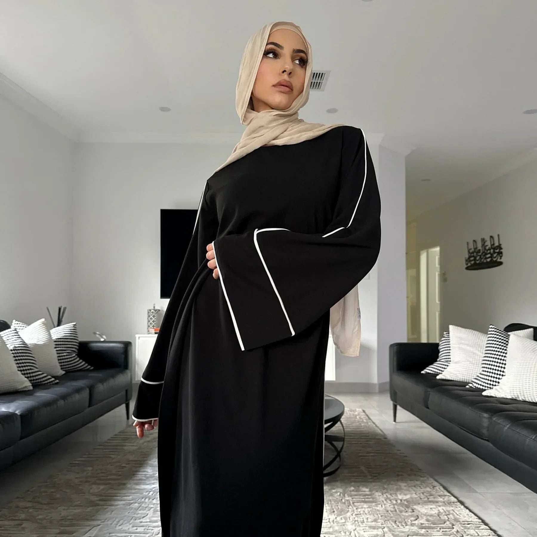 Brown Belted Abaya - Abaya Vida