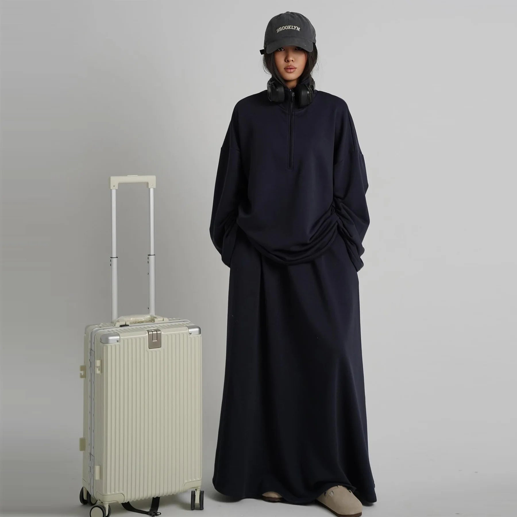 Two Piece Cotton Abaya Suit for Women – Elegant Top & Skirt Set