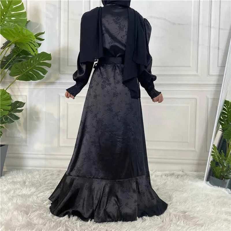 Eid Satin Ruffle Abaya - Abaya Vida