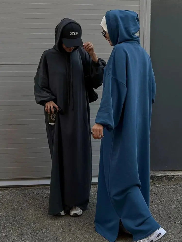Ramadan Hoodie Abaya – Soft Jersey Pullover Prayer Robe