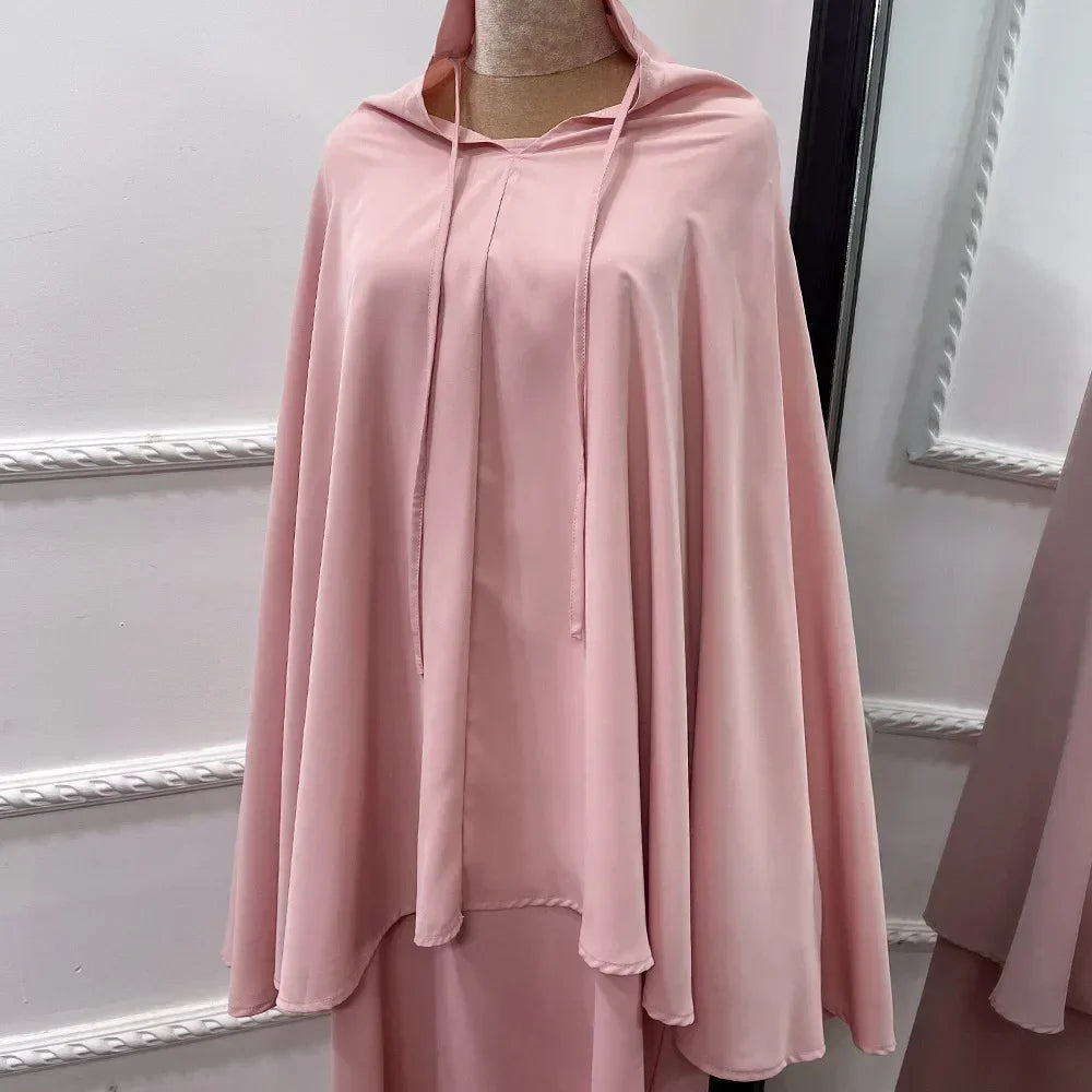 Hooded Two-Piece Prayer Dress Set – Maxi Abaya with Built-In Hood