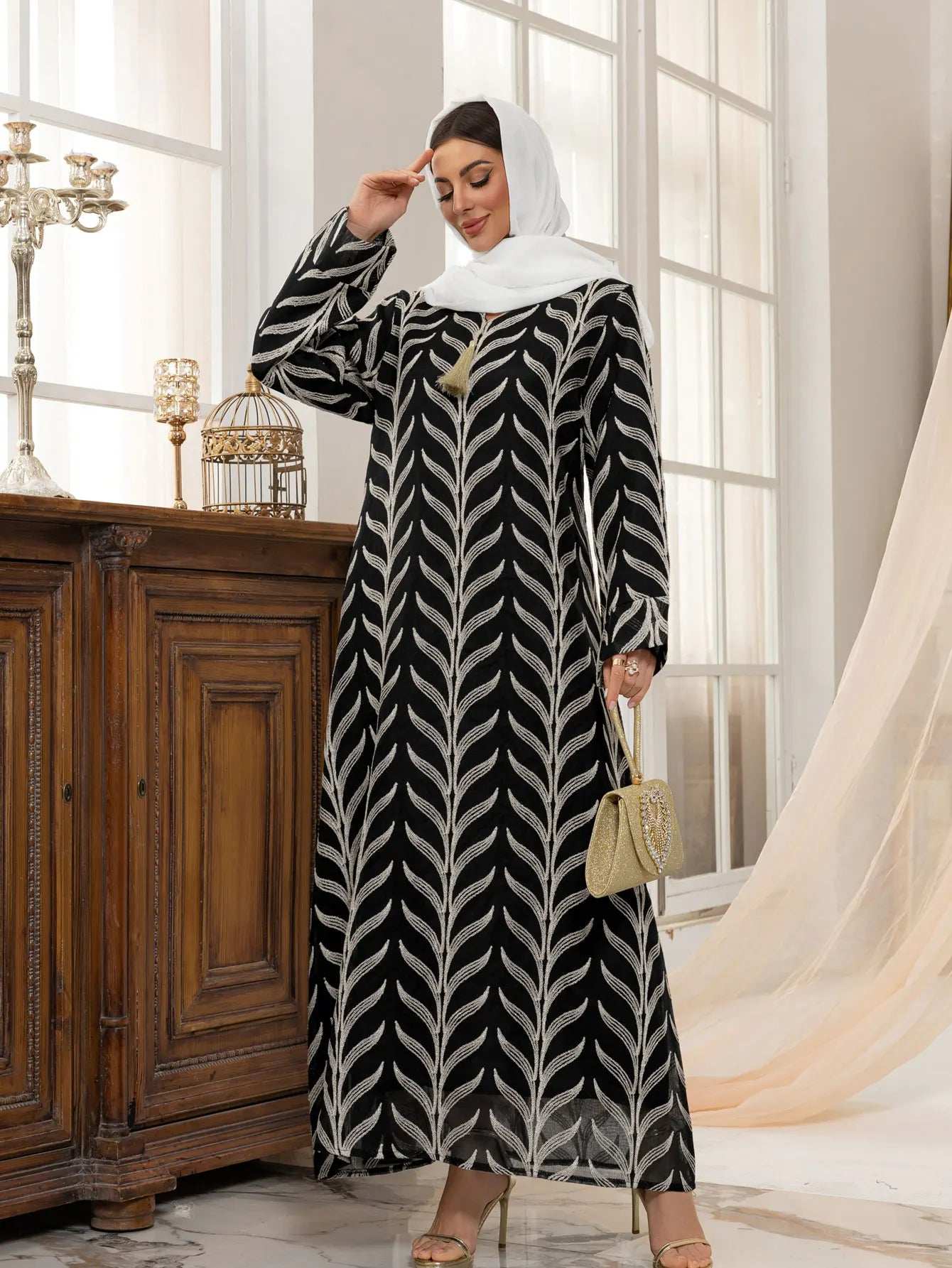 Golden Blossom Abaya - Abaya Vida