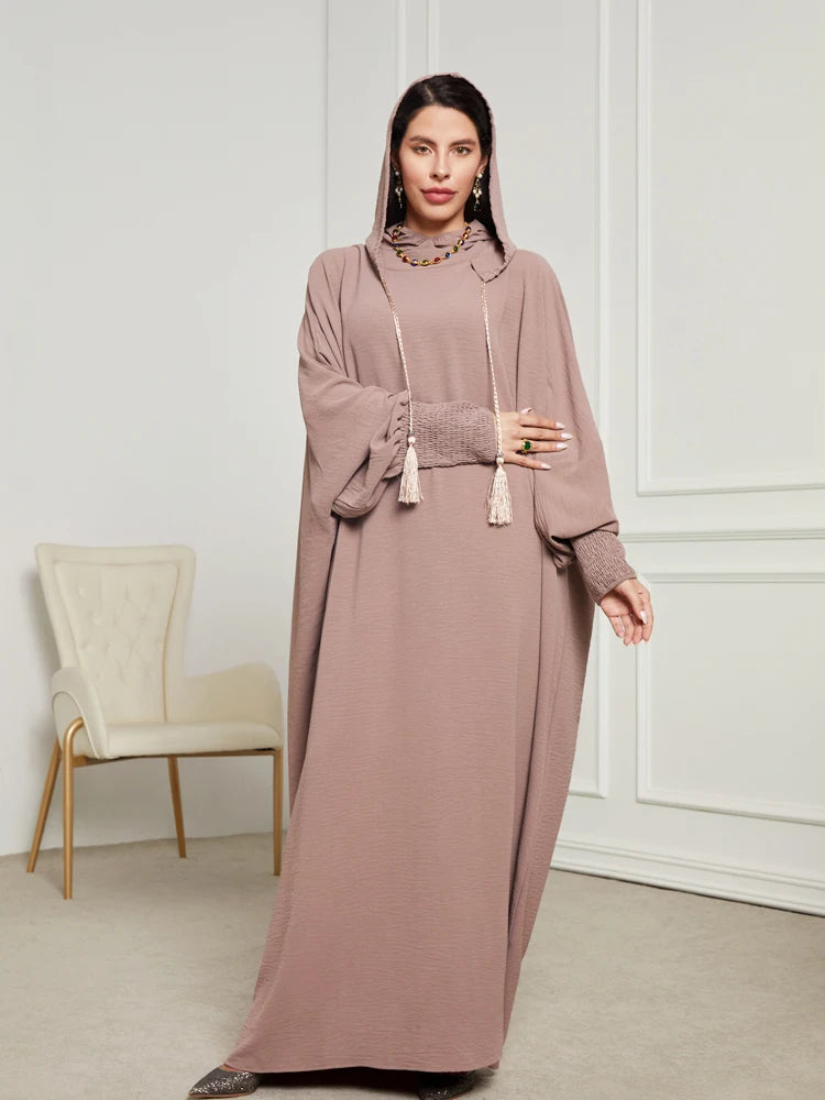 Ramadan Niqab Khimar Hooded Abaya – Tassel Trim Prayer Robe