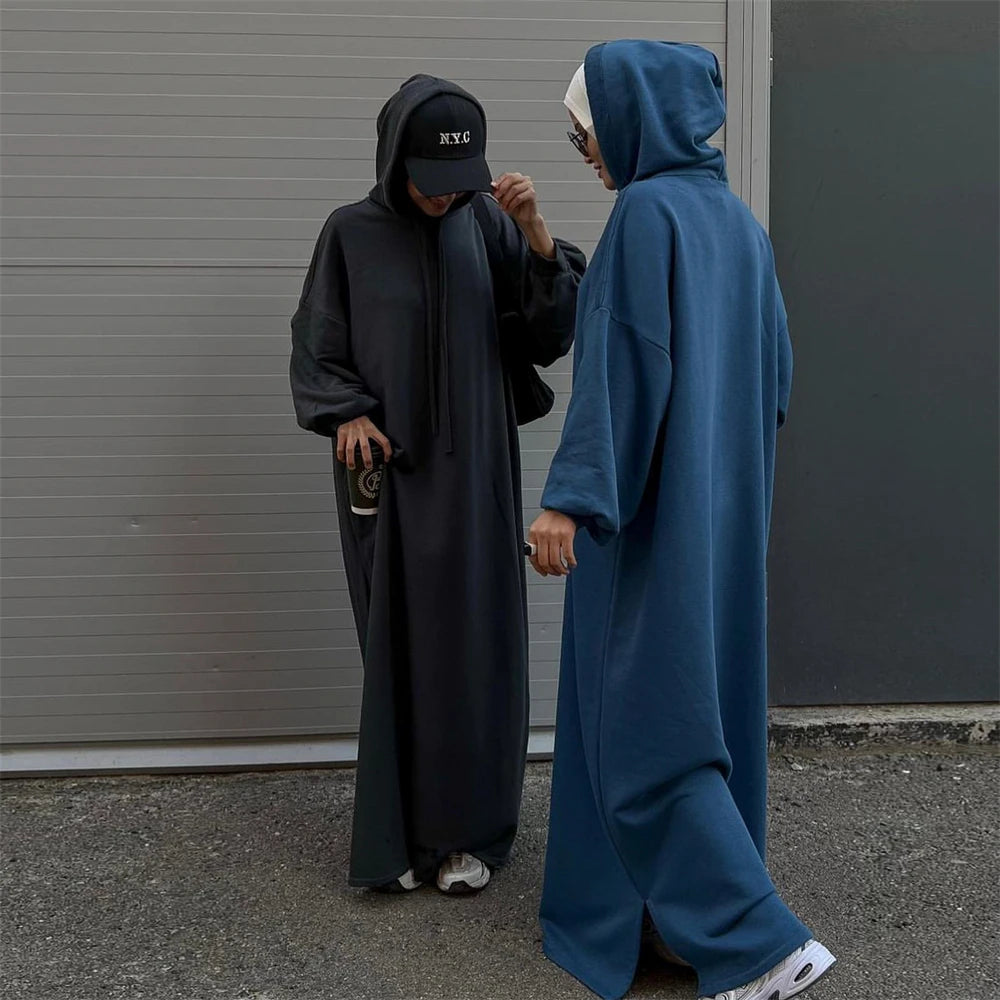 Ramadan Hoodie Abaya – Soft Jersey Pullover Prayer Robe