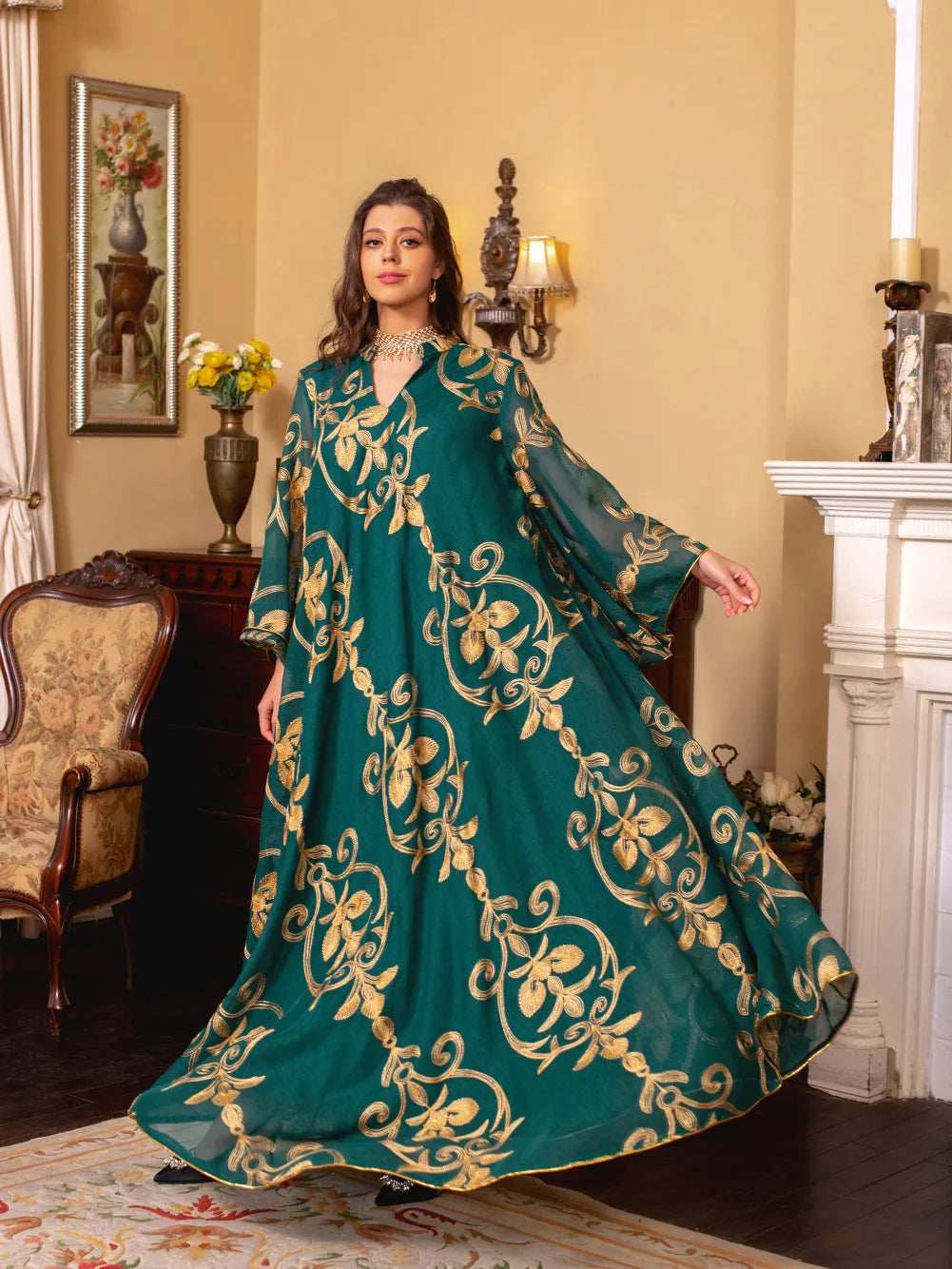 Luxe Embroidered Dubai Abaya - Abaya Vida