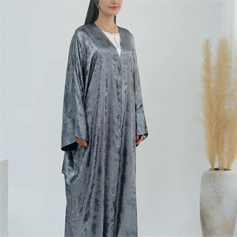 Shiny Satin Open Abaya - Abaya Vida