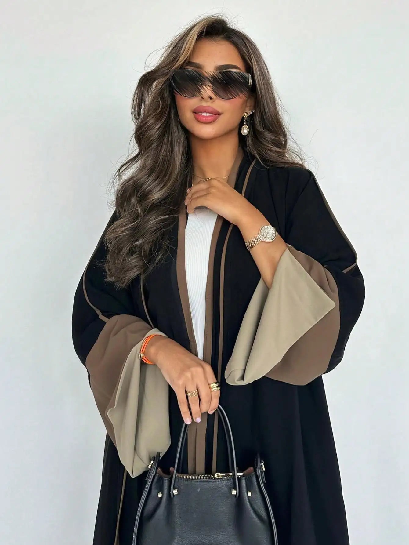 Middle Eastern Open Front Abaya – Full Sleeve Robe | AbayaVida