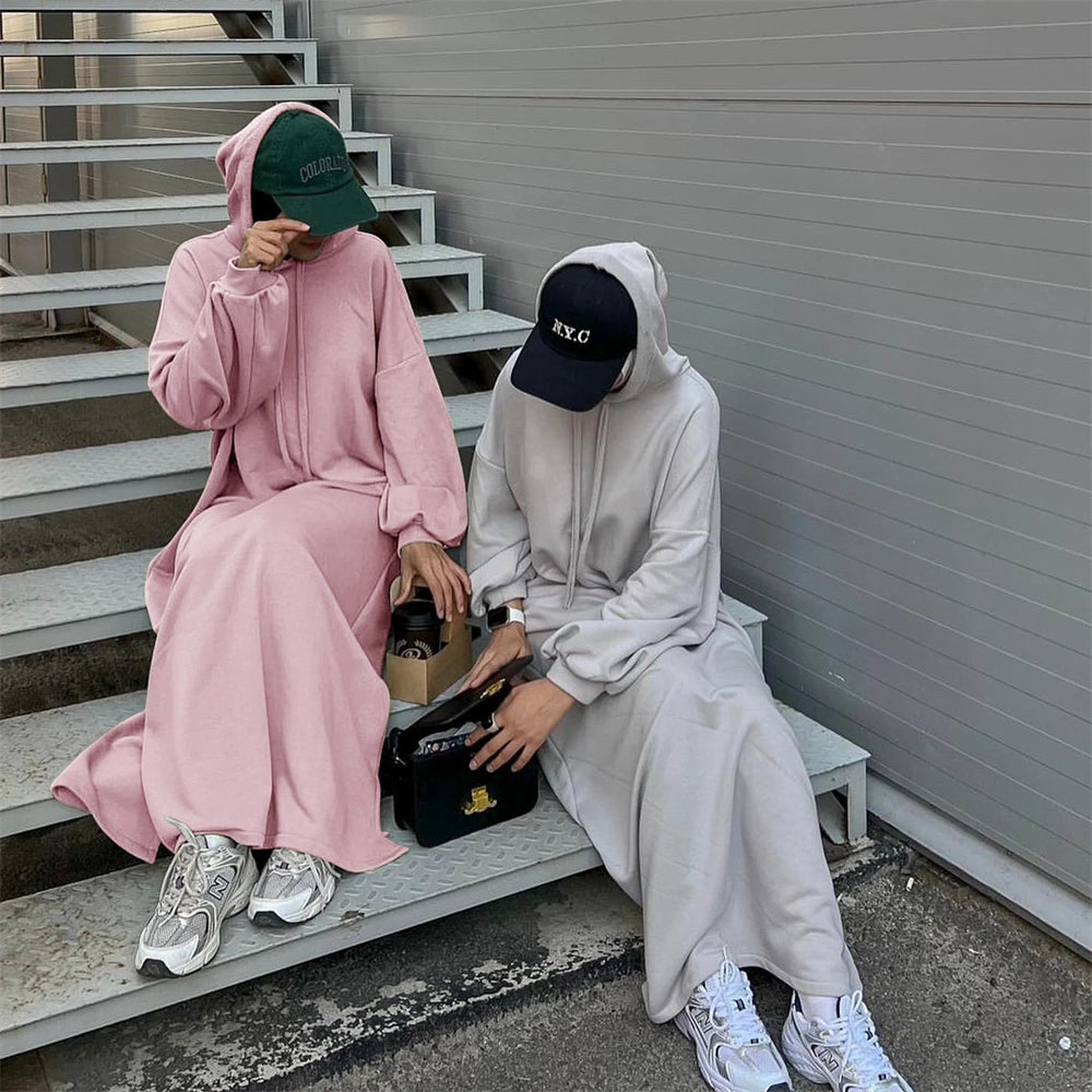 Ramadan Hoodie Abaya – Soft Jersey Pullover Prayer Robe