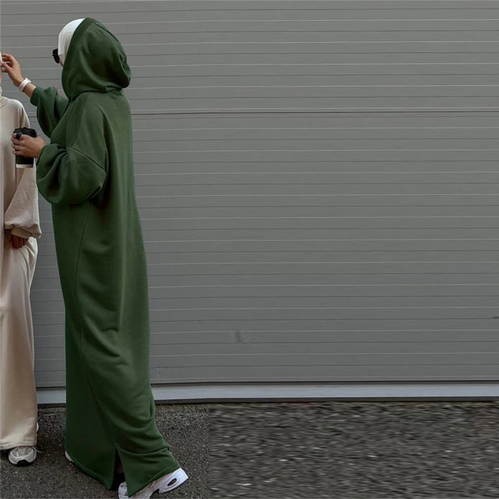 Ramadan Hoodie Abaya – Soft Jersey Pullover Prayer Robe
