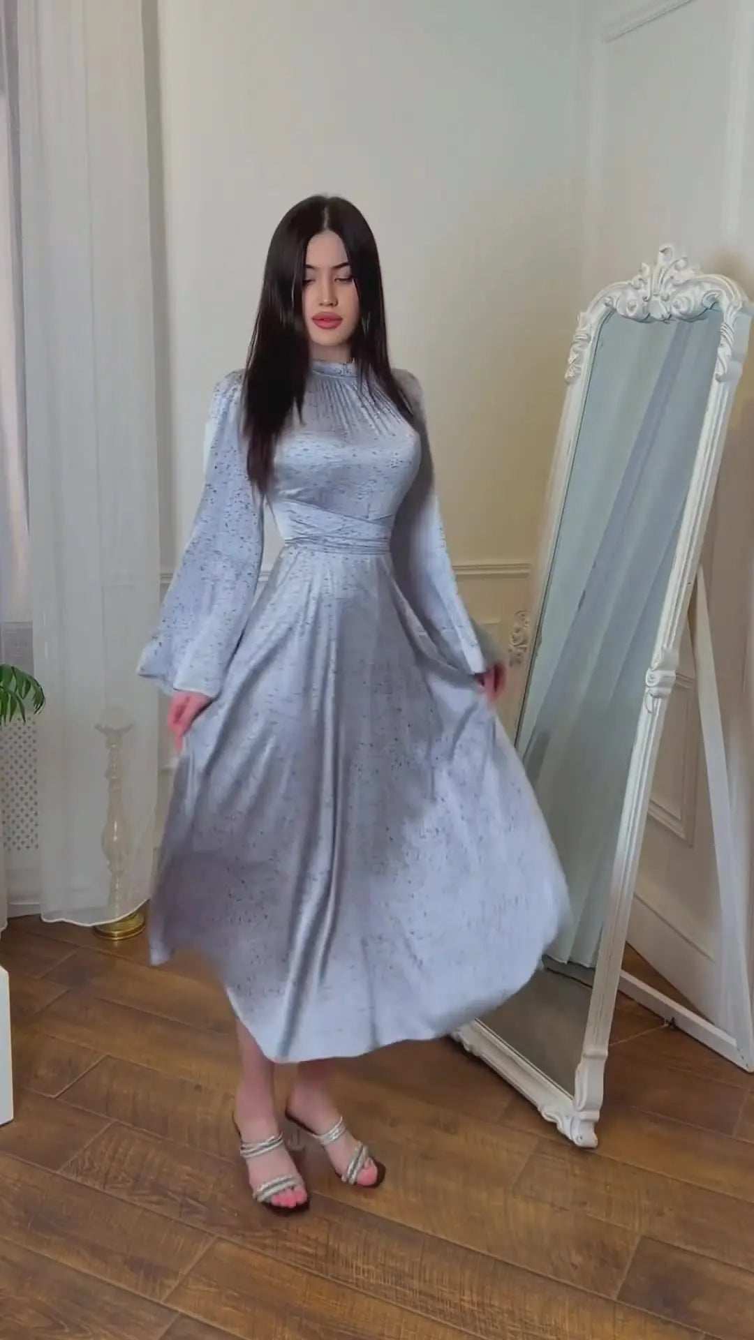 Printed Satin Lace Abaya - Abaya Vida