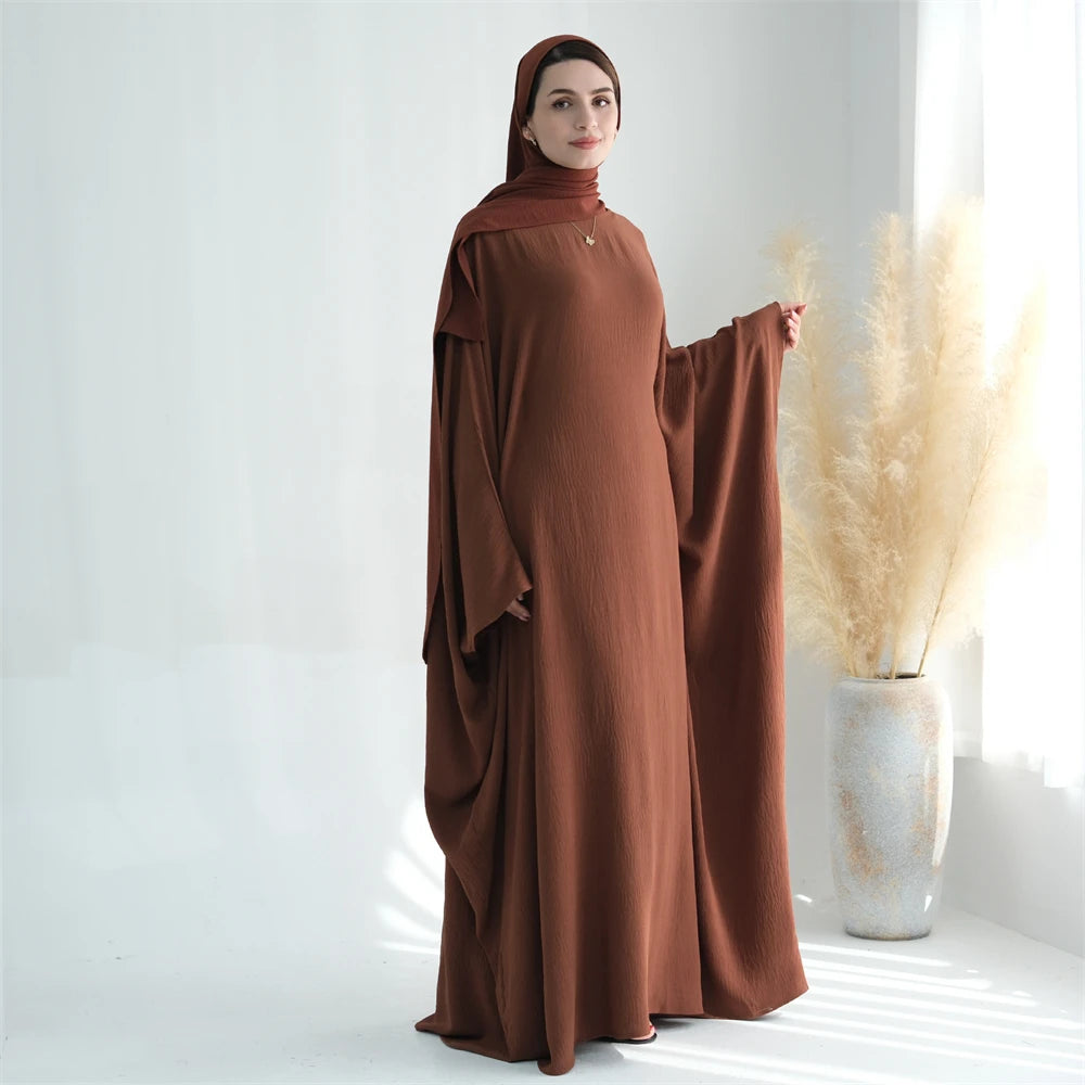Soft Crepe Khimar Batwing Set with Hijab – Pullover Prayer Dress | AbayaVida