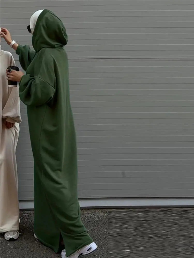 Ramadan Hoodie Abaya – Soft Jersey Pullover Prayer Robe