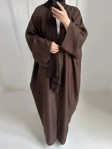 Cotton Linen Batwing Kimono Abaya for Women – Open Front Casual Cardigan Robe