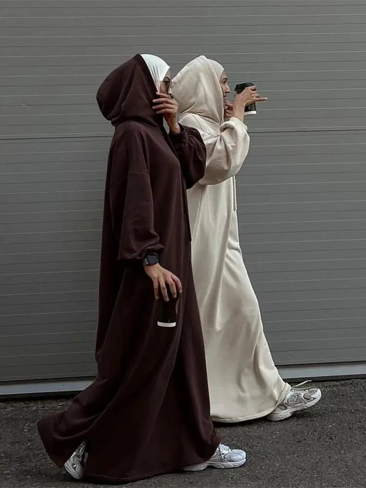 Ramadan Hoodie Abaya – Soft Jersey Pullover Prayer Robe