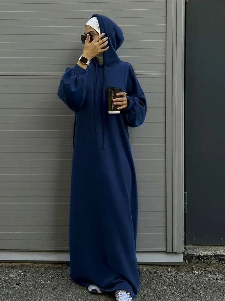 Ramadan Hoodie Abaya – Soft Jersey Pullover Prayer Robe