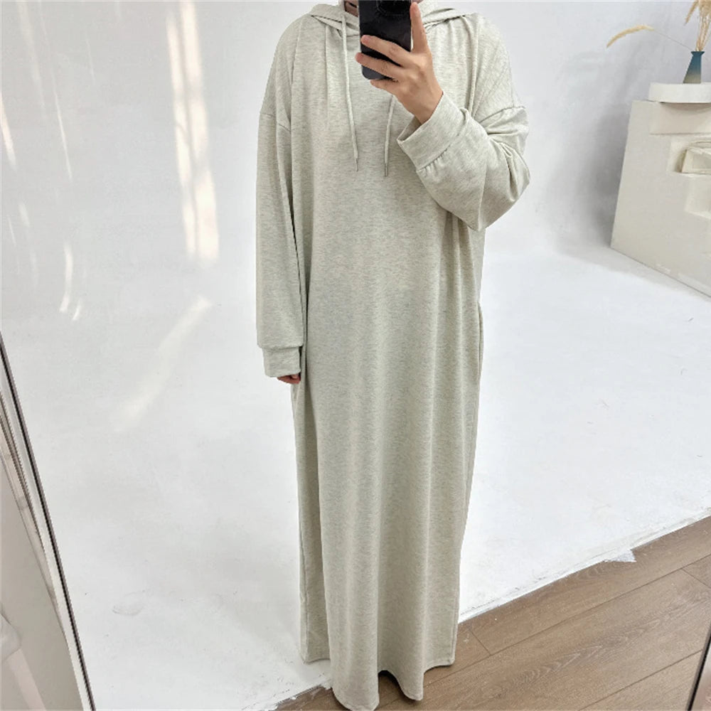 Ramadan Hoodie Abaya – Soft Jersey Pullover Prayer Robe