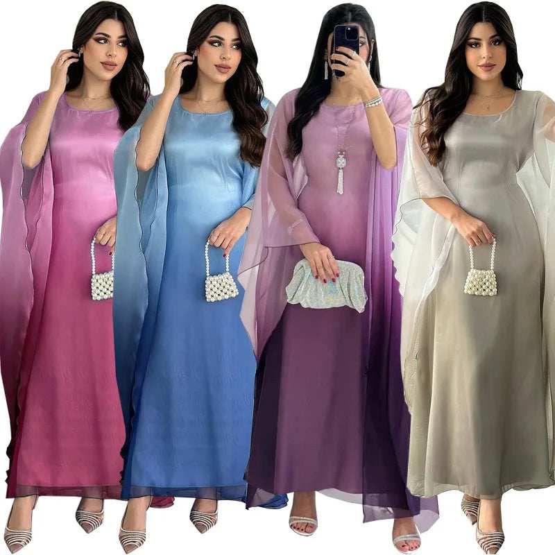 Gradient Satin Abaya - Abaya Vida