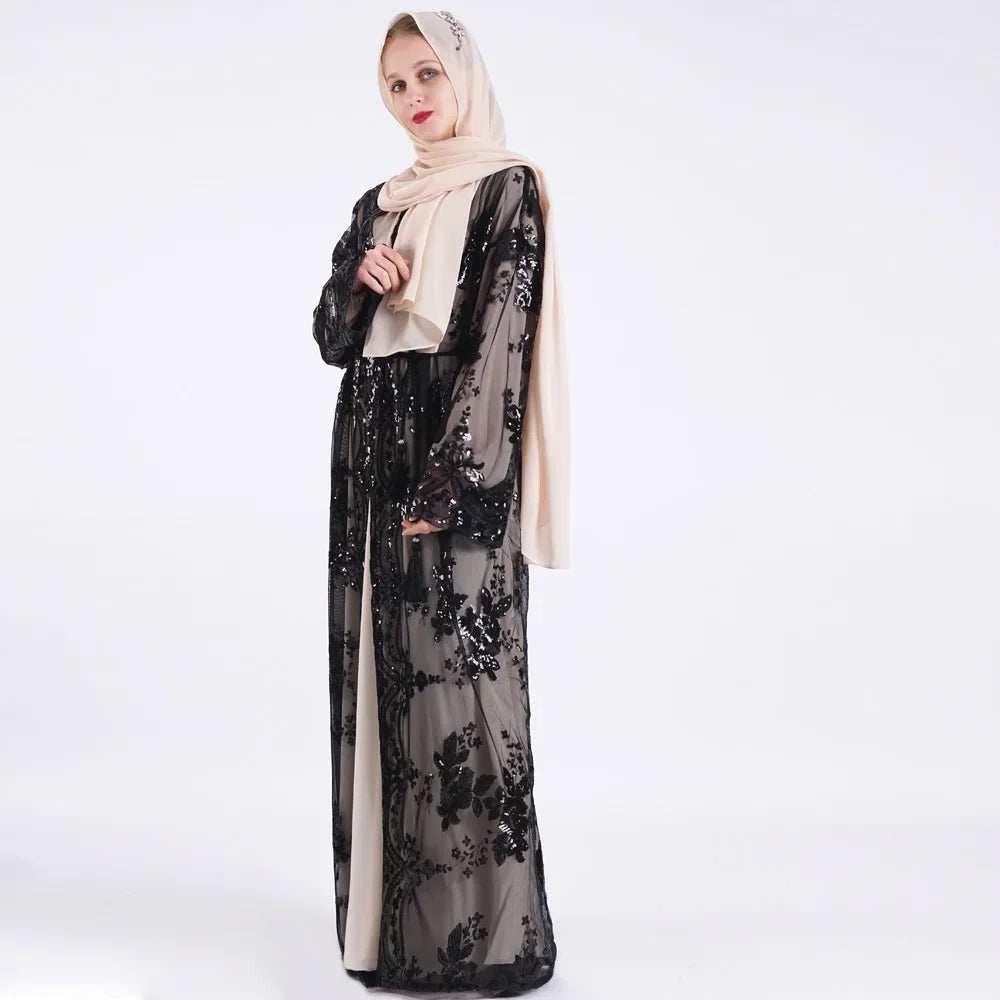 Belted Embroidered Abaya - Abaya Vida