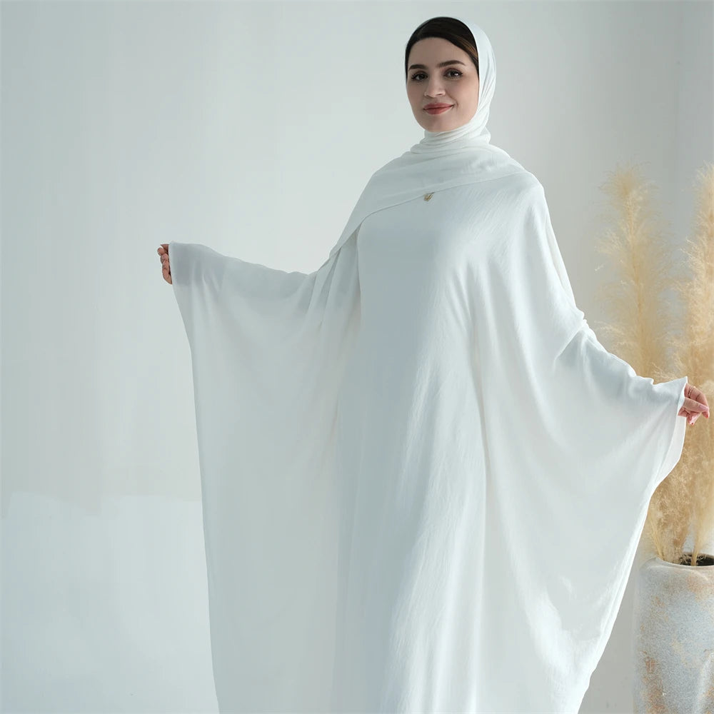Soft Crepe Khimar Batwing Set with Hijab – Pullover Prayer Dress - Black with hijab - XL | AbayaVida