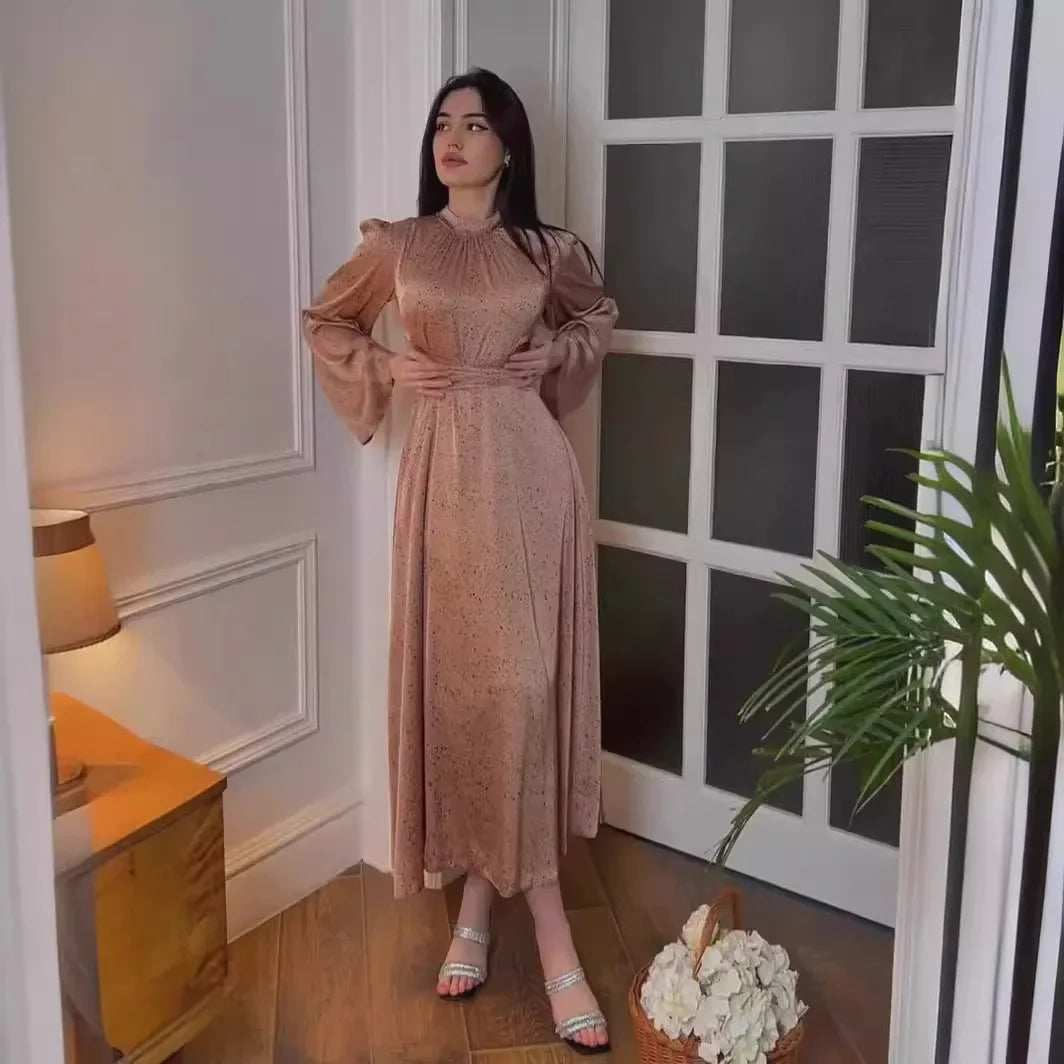 Printed Satin Lace Abaya - Abaya Vida