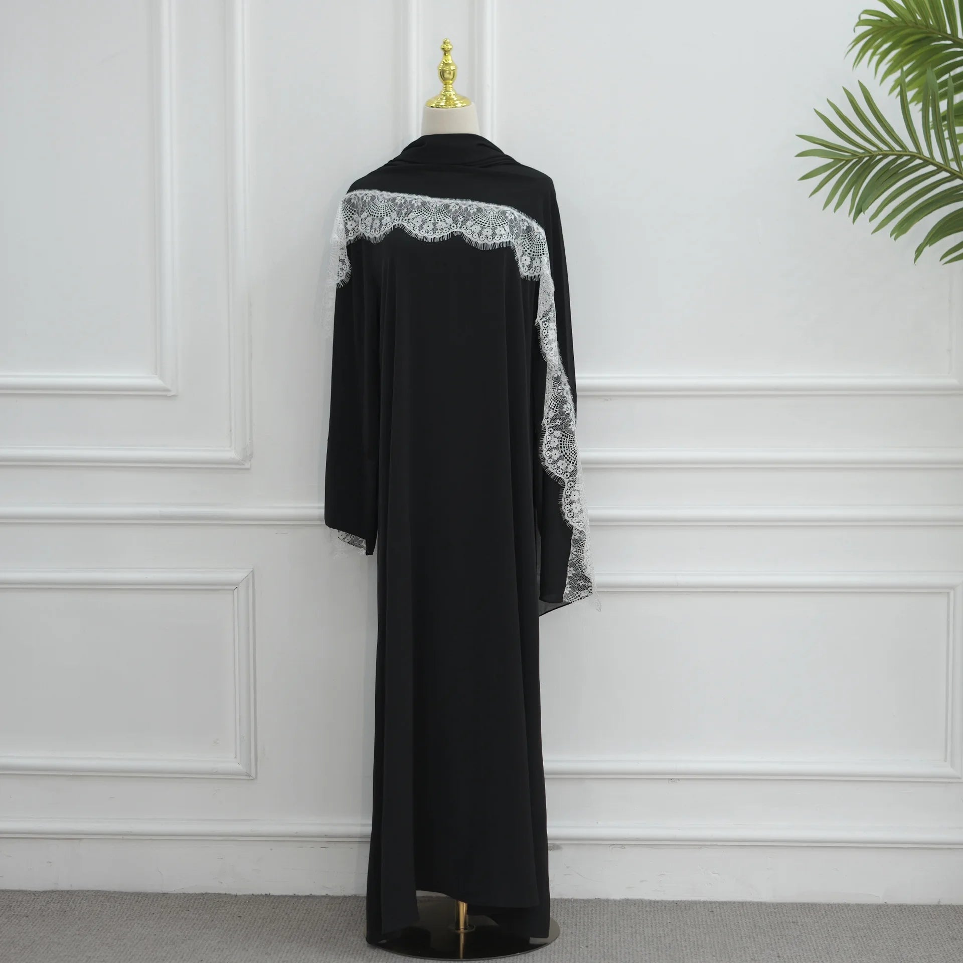 Lace Hijab Dress Suit – Elegant Closed Front Abaya | AbayaVida