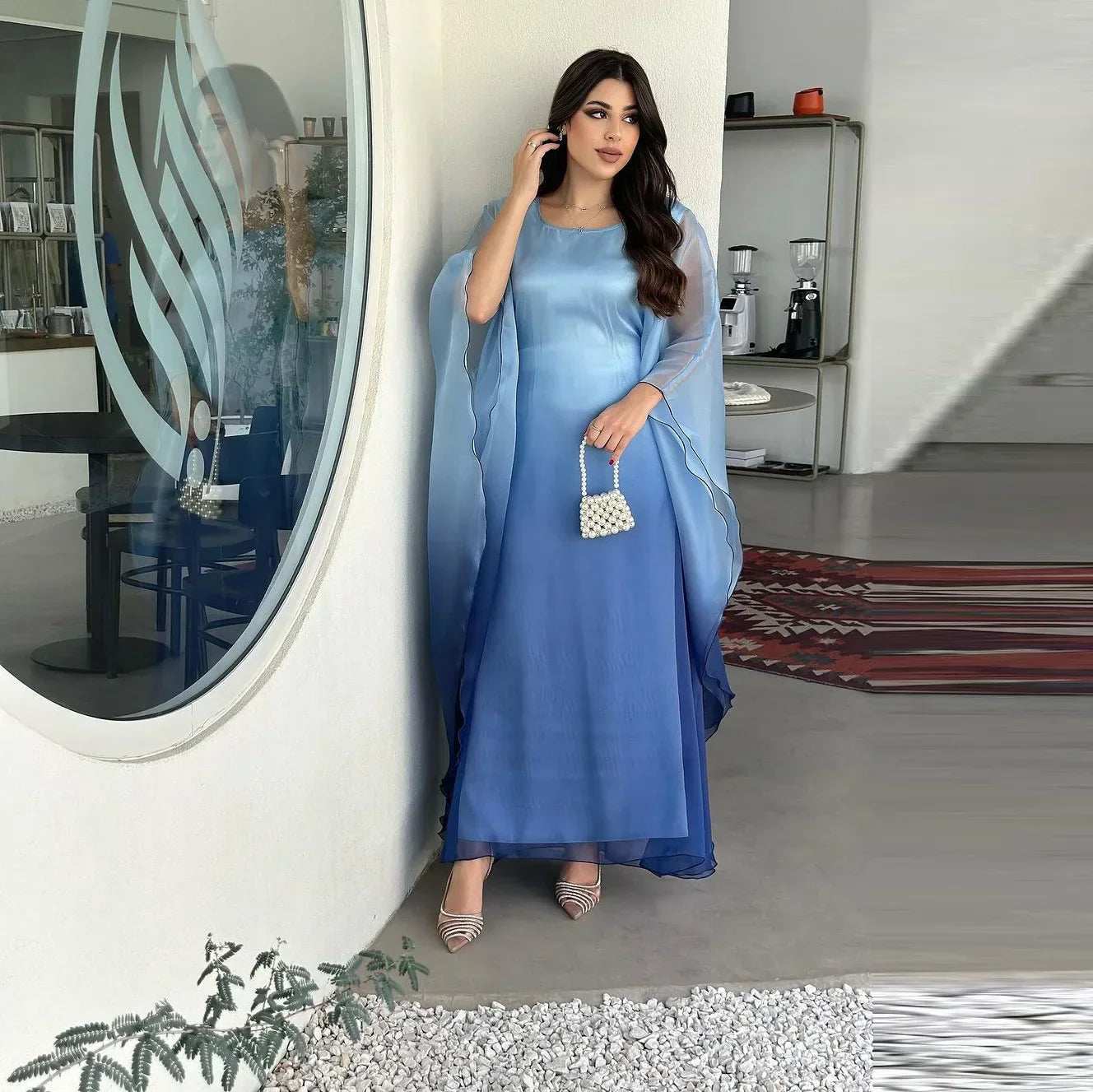 Gradient Satin Abaya - Abaya Vida