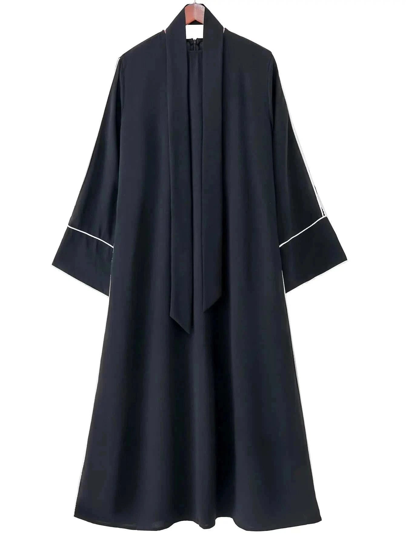 Aurelia Belted Luxe Abaya – Structured Sleeve Closed Abaya -  Black / M -  Abaya Vida