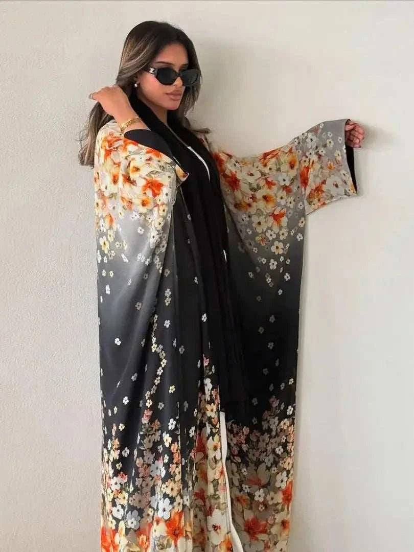Bloom Print Abaya – Floral Print Open Modest Maxi Abaya -  Default Title -  Abaya Vida