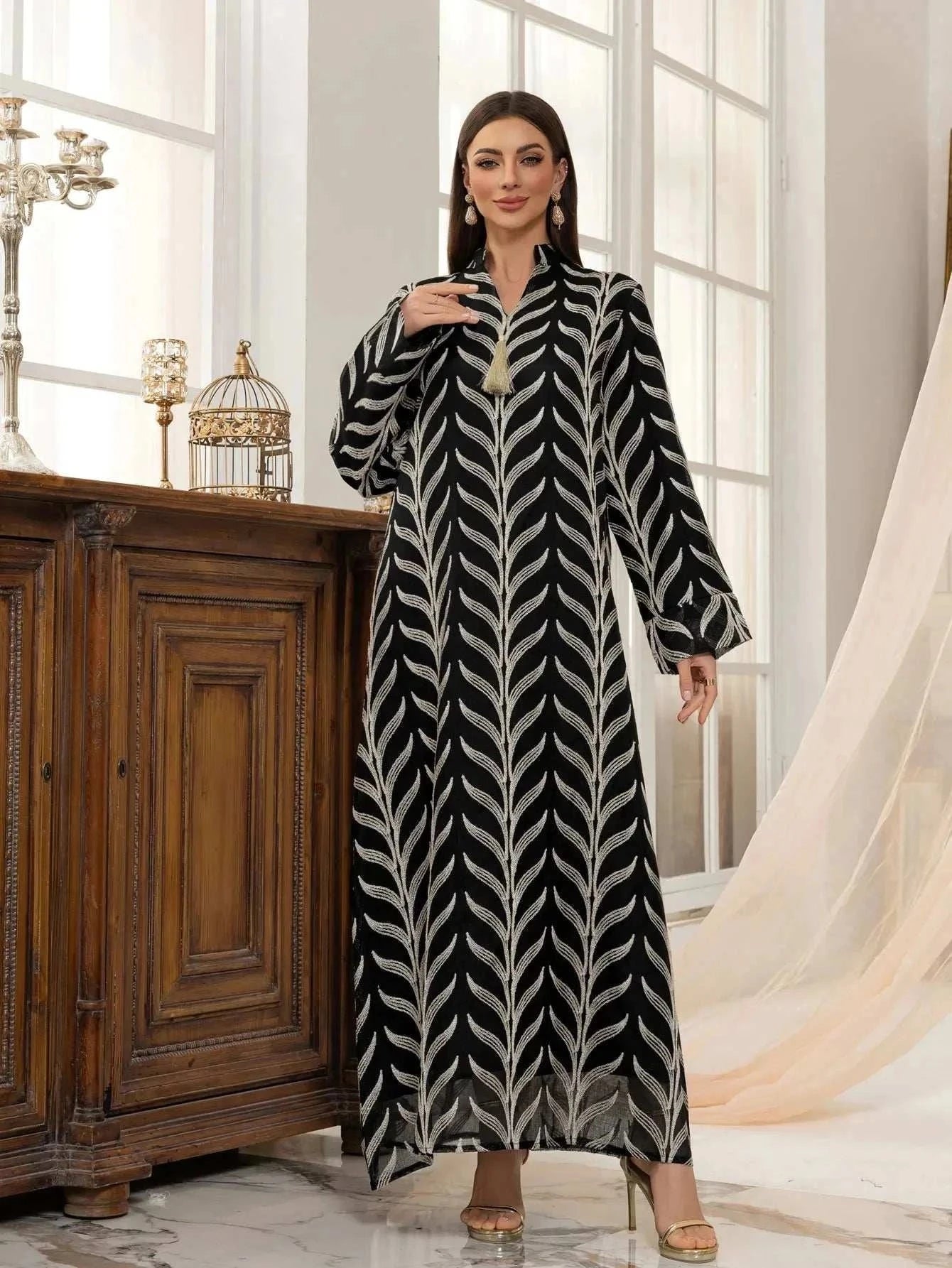 Blossom Abaya – Luxury Party Wear Black & Blue Evening Abaya -  Black / M -  Abaya Vida