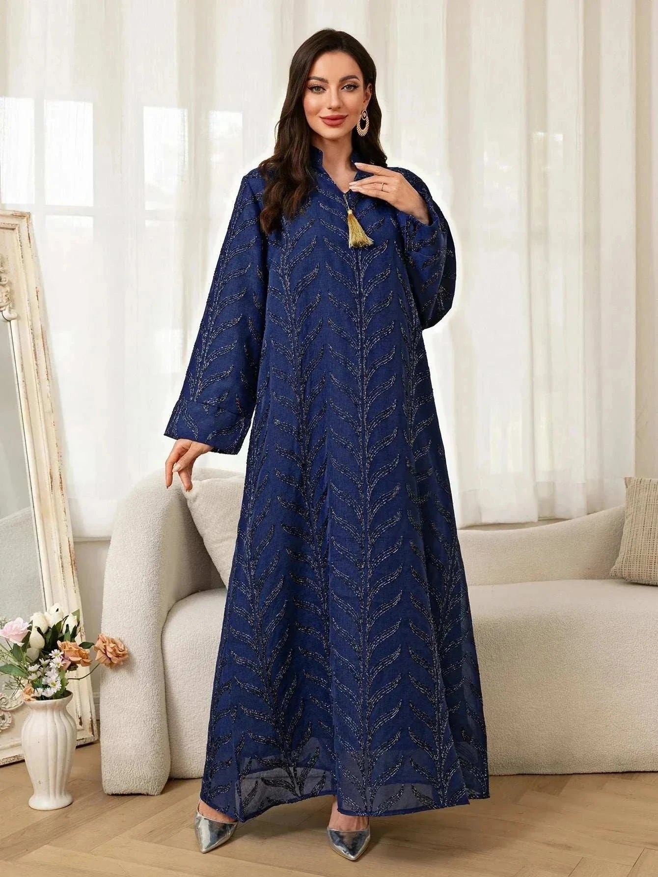 Blossom Abaya – Luxury Party Wear Black & Blue Evening Abaya -  Black / M -  Abaya Vida