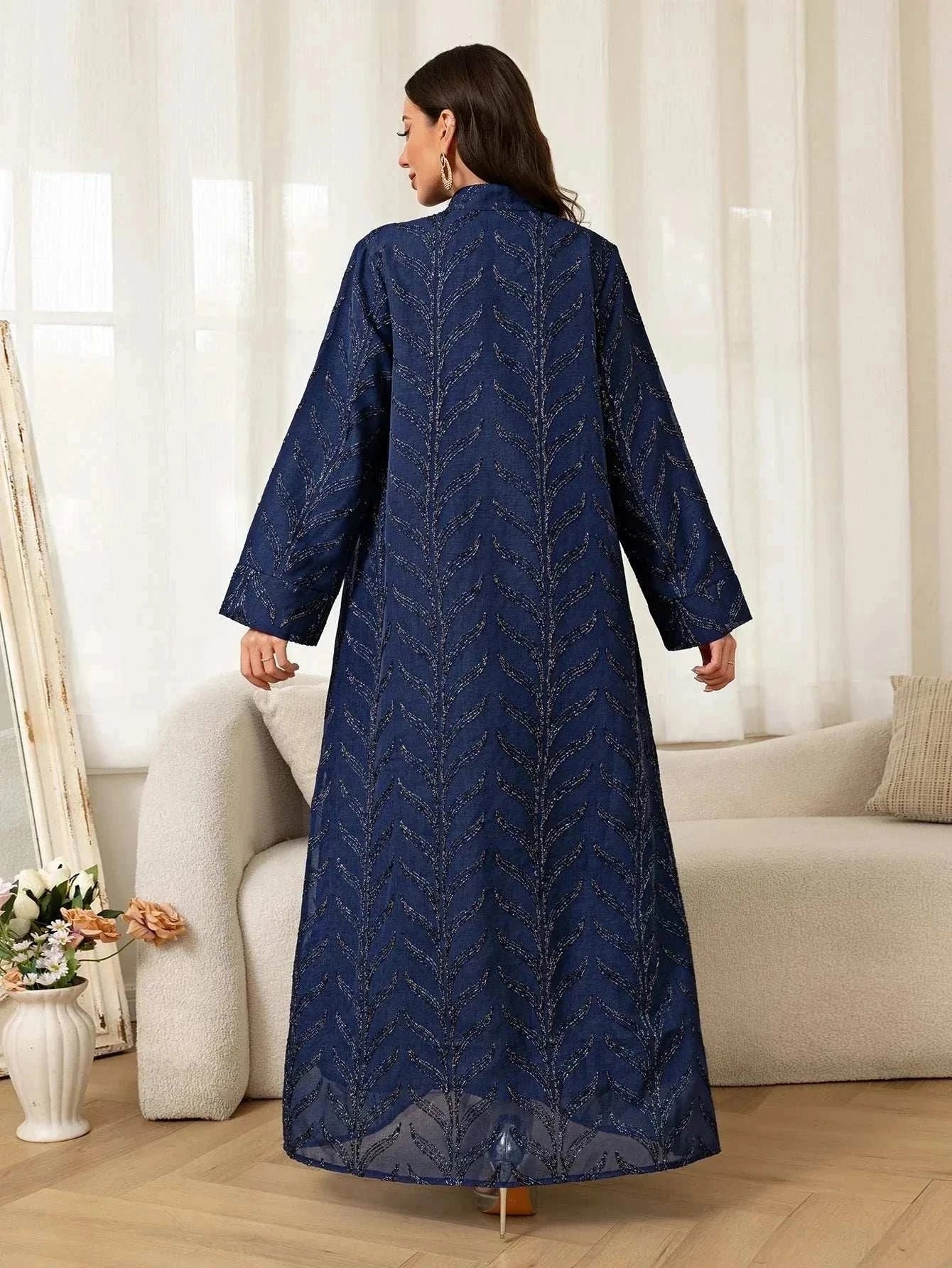 Blossom Abaya – Luxury Party Wear Black & Blue Evening Abaya -  Black / M -  Abaya Vida