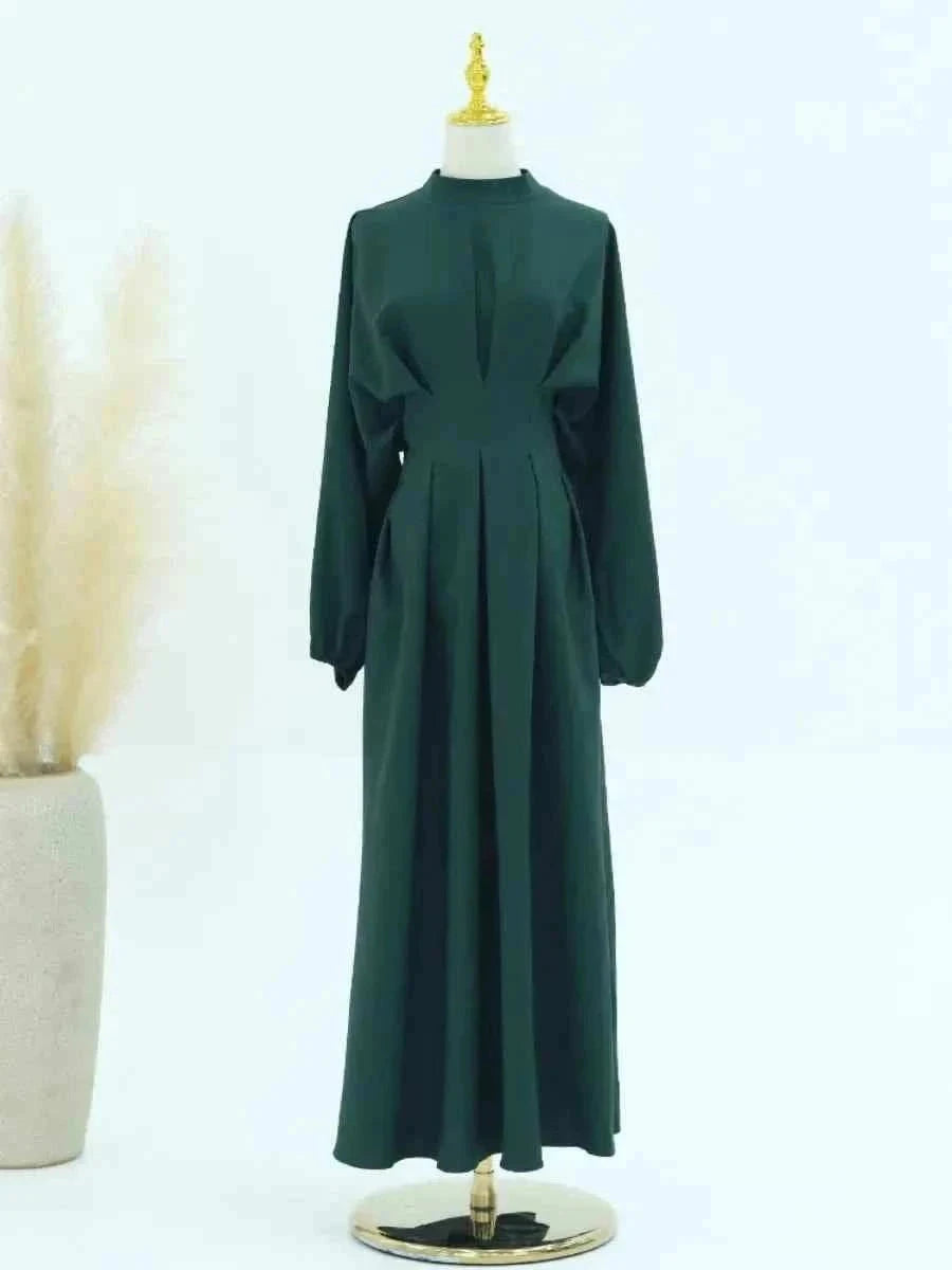Eid Modest Jalabiya – Traditional Full Sleeve Loose Maxi -  Dark Green / S -  Abaya Vida