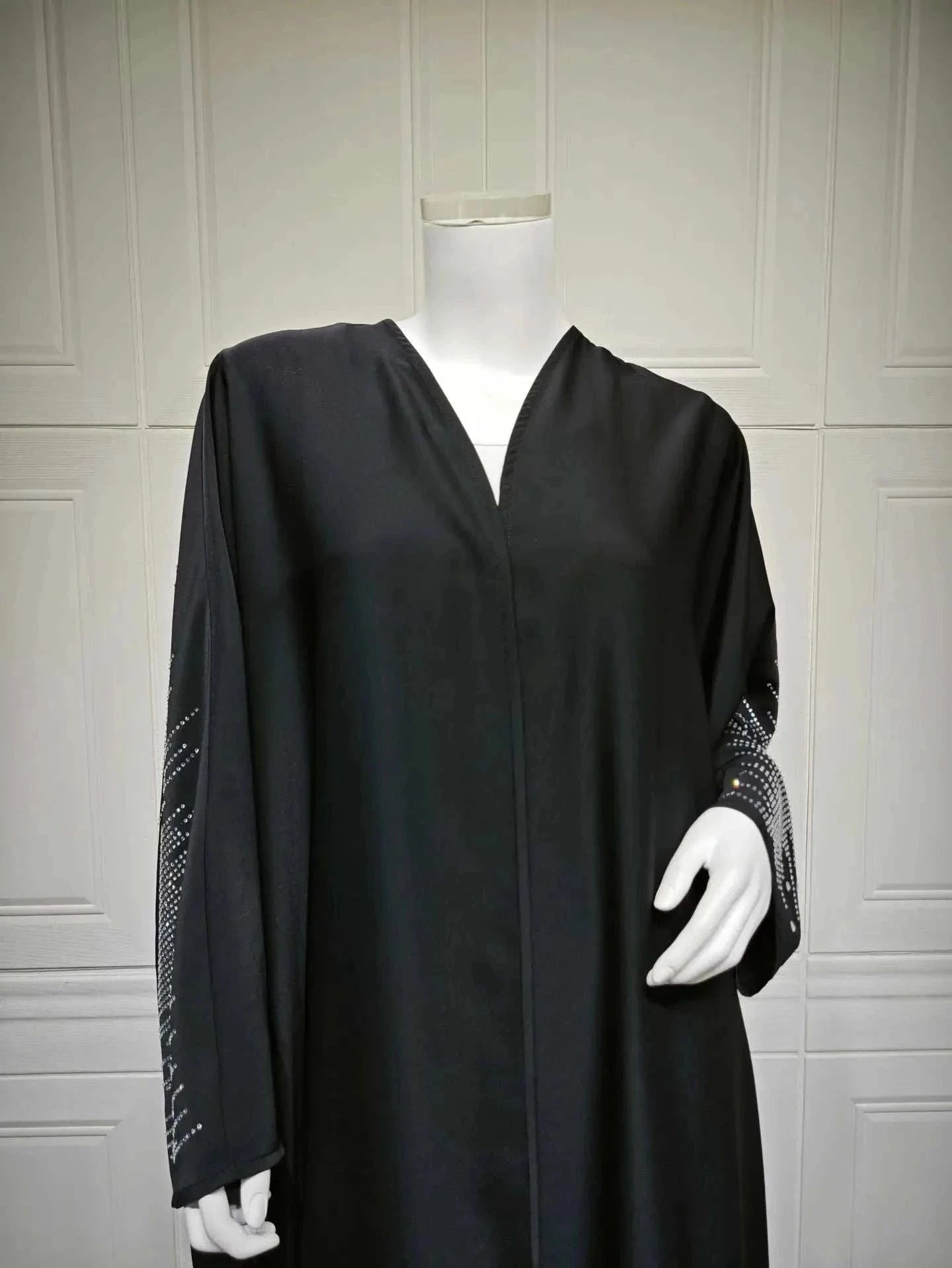Elegant Diamond Party Abaya – Sparkling Open Eid Party Abaya -  Default Title -  Abaya Vida