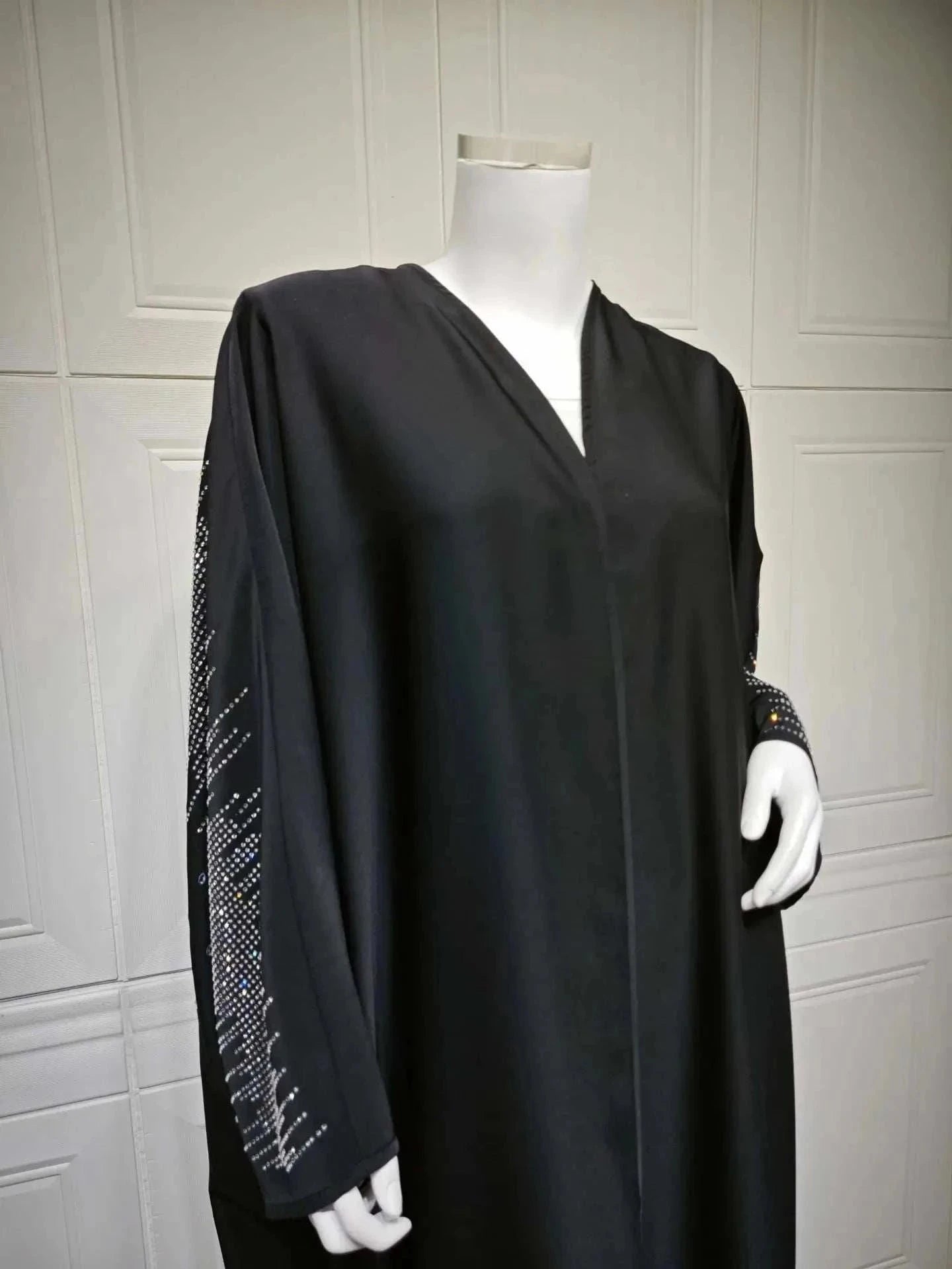 Elegant Diamond Party Abaya – Sparkling Open Eid Party Abaya -  Default Title -  Abaya Vida