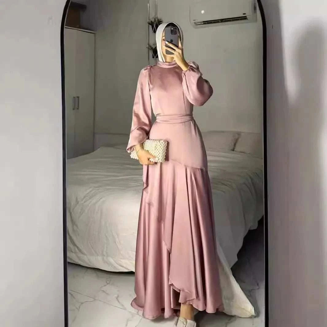 Elegant Maxi Dress – Modest Long Dress for Eid & Ramadan -  Pink / S -  Abaya Vida