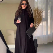 Elegant Streetwear Kaftan Abaya – Turtleneck Closed Abaya Black -  S -  Abaya Vida
