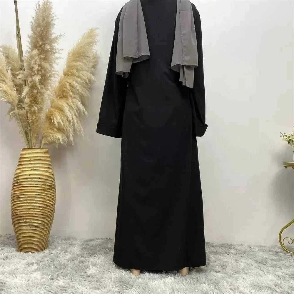 Embellished Party Abaya – Patchwork Faux Wrap Eid Abaya -  Black / S -  Abaya Vida