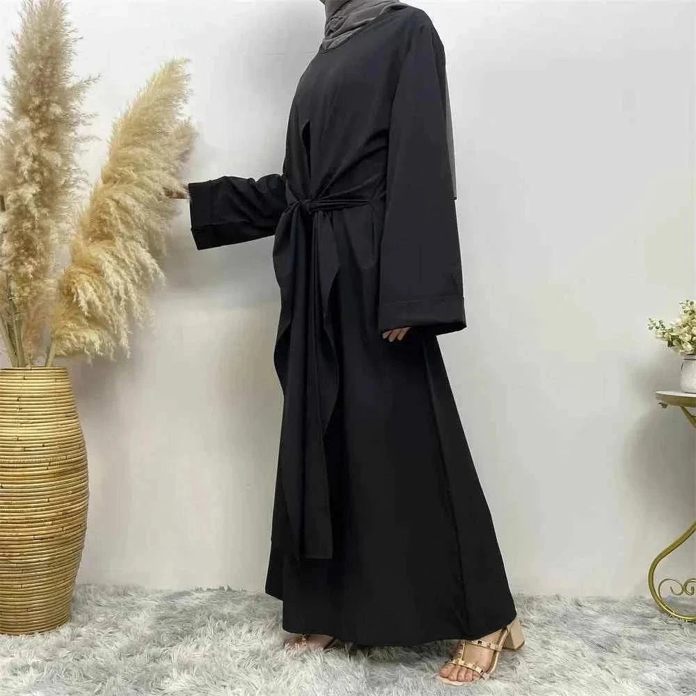 Embellished Party Abaya – Patchwork Faux Wrap Eid Abaya -  Black / S -  Abaya Vida