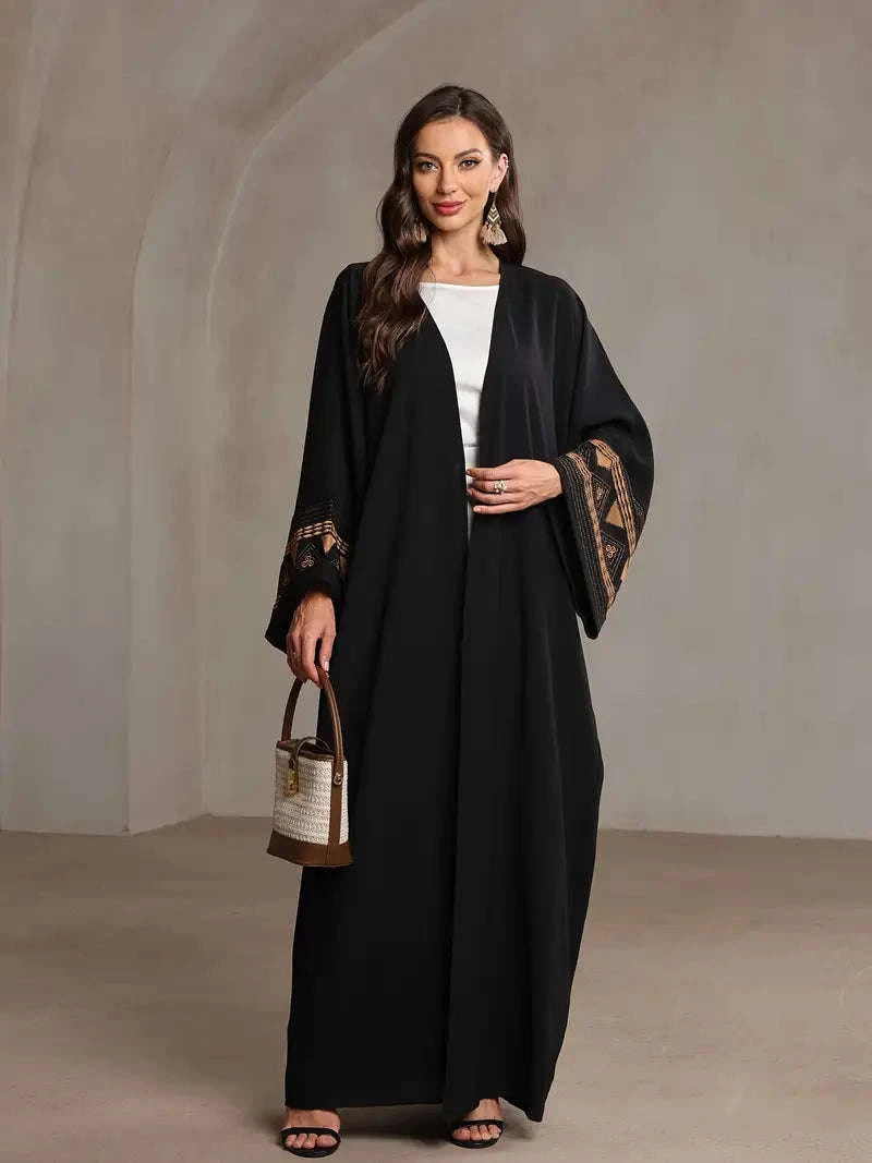 Embroidered Moroccan Kaftan – Traditional Eid Kaftan Abaya -  Black -  Abaya Vida