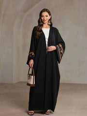 Embroidered Moroccan Kaftan – Traditional Eid Kaftan Abaya -  Black -  Abaya Vida