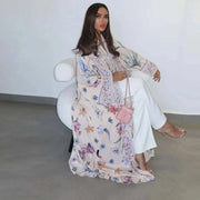 Floral Elegance Abaya – Open Floral Embroidered Maxi Abaya -  Blue / S -  Abaya Vida