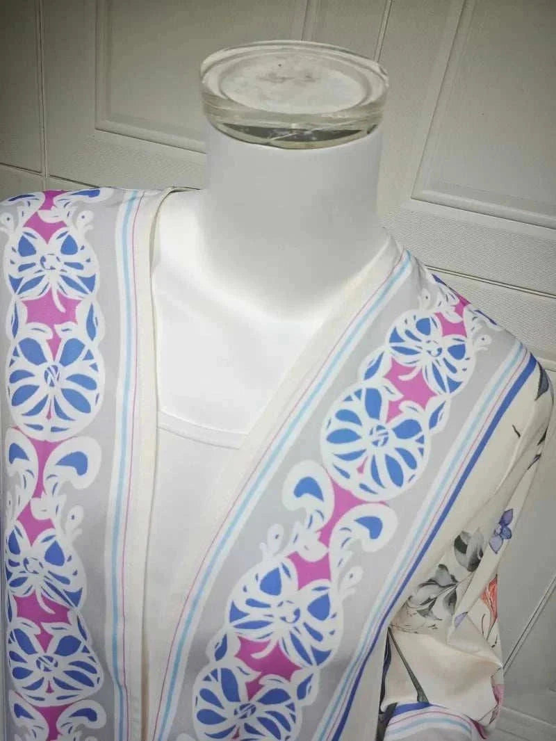 Floral Elegance Abaya – Open Floral Embroidered Maxi Abaya -  Blue / S -  Abaya Vida
