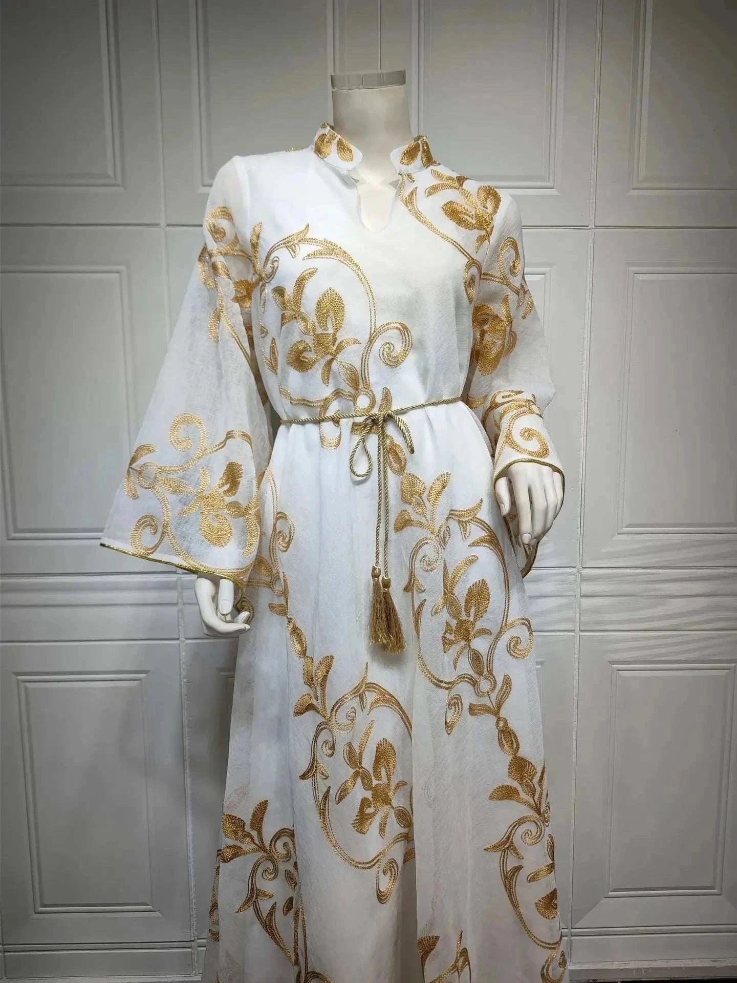 Luxe Embroidered Dubai Abaya – Open Butterfly Formal Abaya -  Green / S -  Abaya Vida