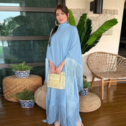 Luxury Tassel Kaftan Abaya – Farasha Butterfly Fringe Maxi -  Apricot -  Abaya Vida